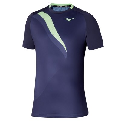 Camisa Mizuno Release Shadow Estampados Tee Hombre Azules Oscuro - Chile M506BZMIES